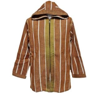 Azdwpc 0022 Moroccan Wool Blend Baja Jerga Jacket Hoodie Festival Hippy Tribal Grey Orange (14)