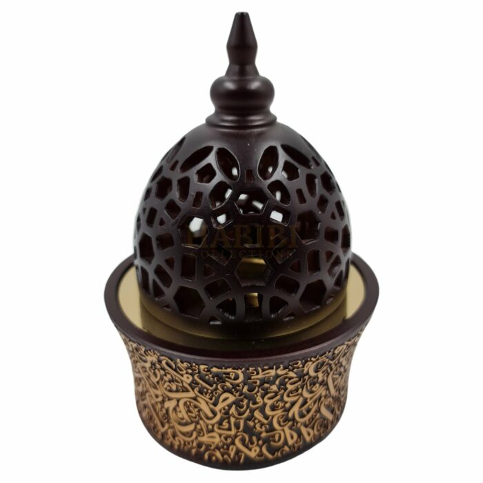 Arbltr 001 Ceramic Incense Burner, Arabic Letters Burner High Quality Magnetic Top Brown Gold0620 162810