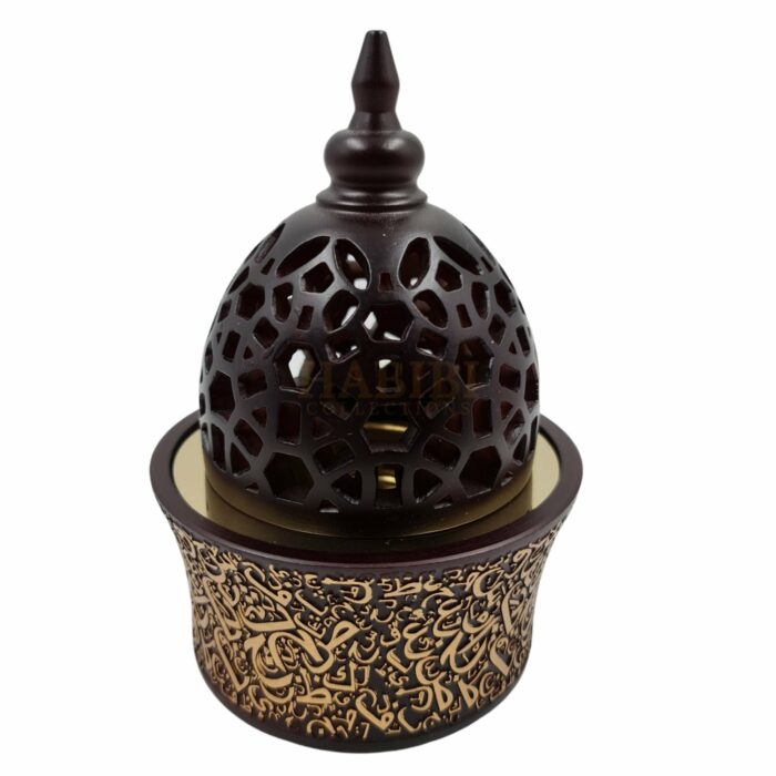 Arbltr 001 Ceramic Incense Burner, Arabic Letters Burner High Quality Magnetic Top Brown Gold0620 162825