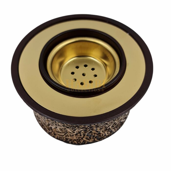 Arbltr 001 Ceramic Incense Burner, Arabic Letters Burner High Quality Magnetic Top Brown Gold0620 162853