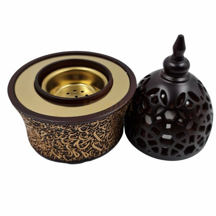 Arbltr 001 Ceramic Incense Burner, Arabic Letters Burner High Quality Magnetic Top Brown Gold0620 162917