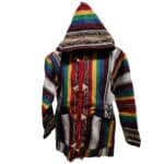 Baja 10 Luxury Burgundy Multicoloured Striped Moroccan Cashmere Wool Blend Baja Jerga Jacket (2)