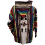 Baja 10 Luxury Burgundy Multicoloured Striped Moroccan Cashmere Wool Blend Baja Jerga Jacket (4)