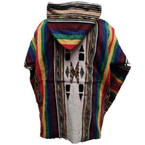 Baja 11 Luxury Burgundy Multicoloured Striped Moroccan Cashmere Wool Blend Baja Jerga Jacket (1)