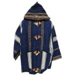 Baja 14 Luxury Blue Multi Striped Moroccan Cashmere Wool Blend Baja Jerga Jacket With Zipper (4)