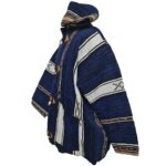 Baja 14 Luxury Blue Multi Striped Moroccan Cashmere Wool Blend Baja Jerga Jacket With Zipper (5)