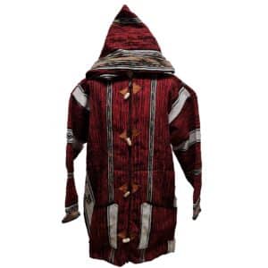 Baja 16 Luxury Burgundy Multicoloured Striped Moroccan Cashmere Wool Blend Baja Jerga Jacket (3)