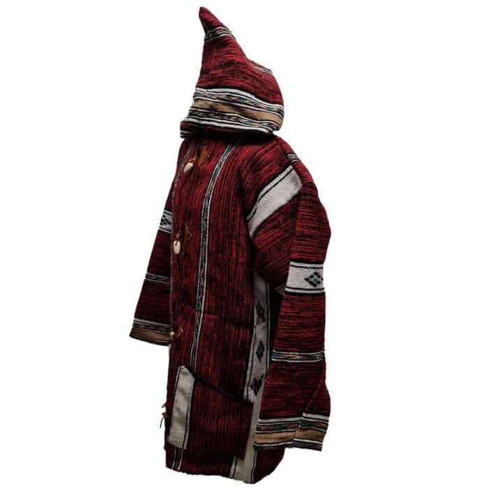 Baja 16 Luxury Burgundy Multicoloured Striped Moroccan Cashmere Wool Blend Baja Jerga Jacket (4)