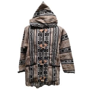 Baja 18 Luxury Beige Multicoloured Striped Moroccan Cashmere Wool Blend Baja Jerga Jacket (2)