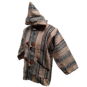 Baja 21 Luxury Beige Multicoloured Striped Moroccan Cashmere Wool Blend Baja Jerga Jacket (4)