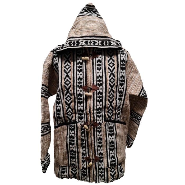 Baja 23 Luxury Beige Multicoloured Striped Moroccan Cashmere Wool Blend Baja Jerga Jacket (3)