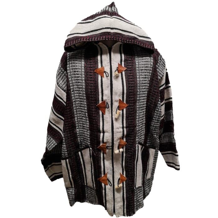 Baja 24 Off White Black Multicoloured Striped Moroccan Cashmere Wool Blend Baja Jerga Jacket (13)