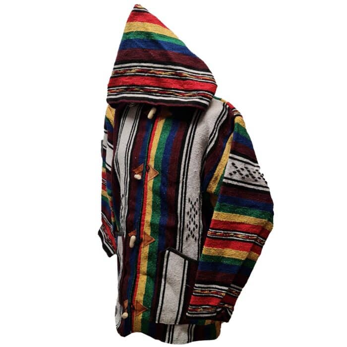 Baja 32 Luxury Burgundy Multicoloured Striped Moroccan Cashmere Wool Blend Baja Jerga Jacket (4)