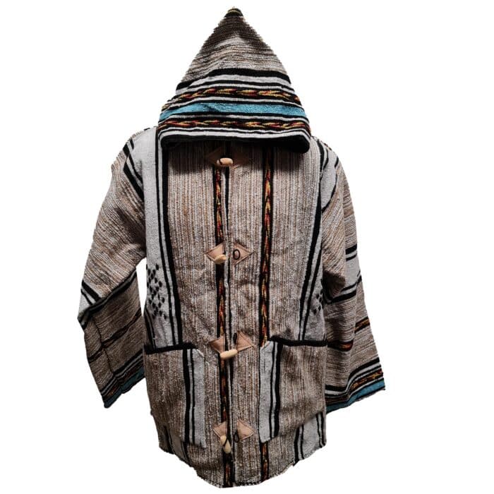 Baja 34 Luxury Beige Multicoloured Striped Moroccan Cashmere Wool Blend Baja Jerga Jacket (3)