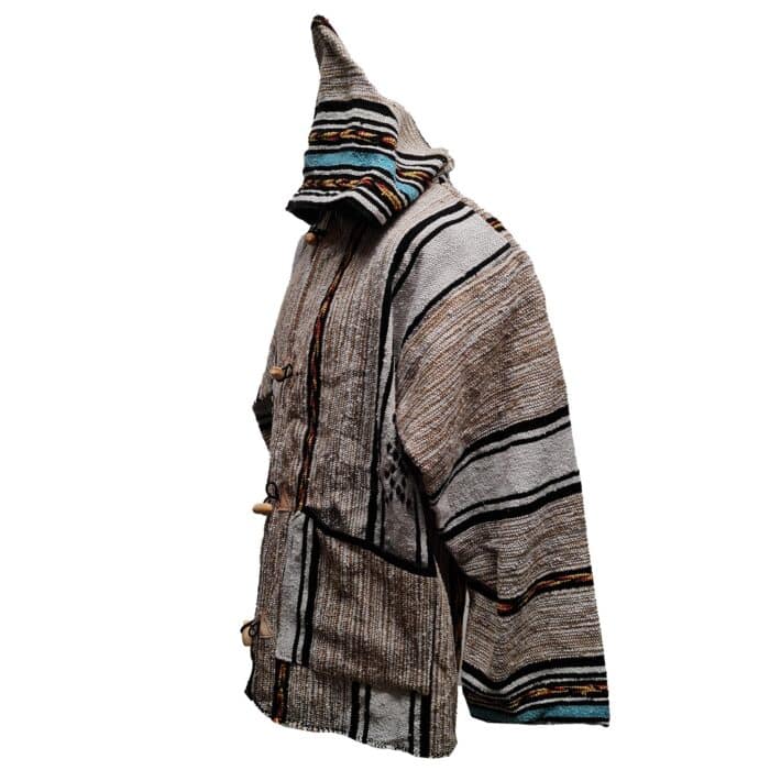 Baja 34 Luxury Beige Multicoloured Striped Moroccan Cashmere Wool Blend Baja Jerga Jacket (4)