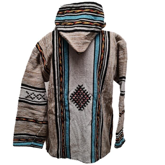Baja 34 Luxury Beige Multicoloured Striped Moroccan Cashmere Wool Blend Baja Jerga Jacket (5)