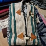 Baja 4 Luxury Beige Green Multicoloured Striped Moroccan Cashmere Wool Blend Baja Jerga Jacket (2)