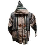 Baja 4 Luxury Beige Green Multicoloured Striped Moroccan Cashmere Wool Blend Baja Jerga Jacket (3)