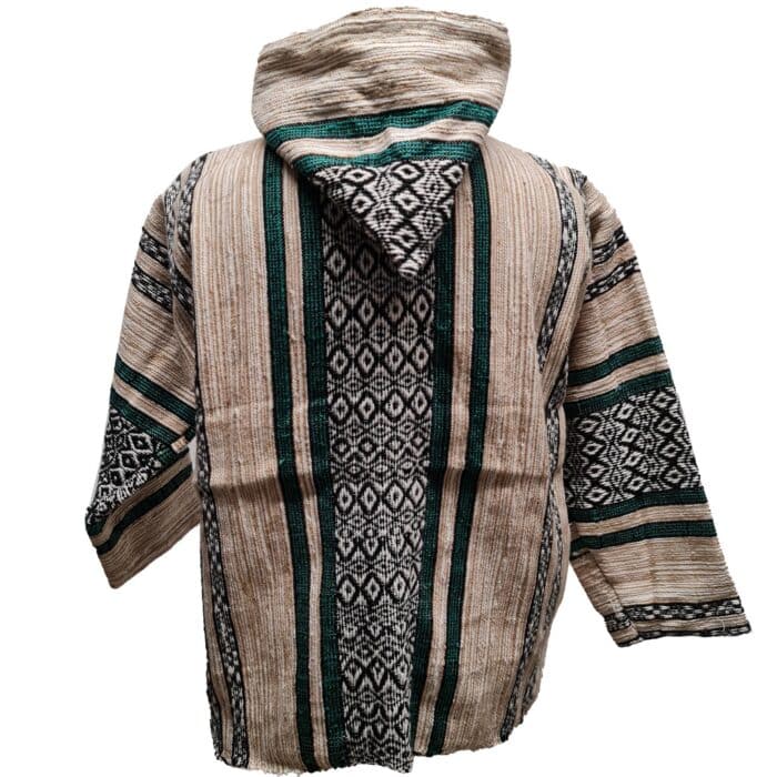 Baja 4 Luxury Beige Green Multicoloured Striped Moroccan Cashmere Wool Blend Baja Jerga Jacket (5)