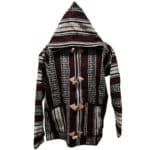 Baja 41 Luxury Burgundy Multicoloured Striped Moroccan Cashmere Wool Blend Baja Jerga Jacket (2)