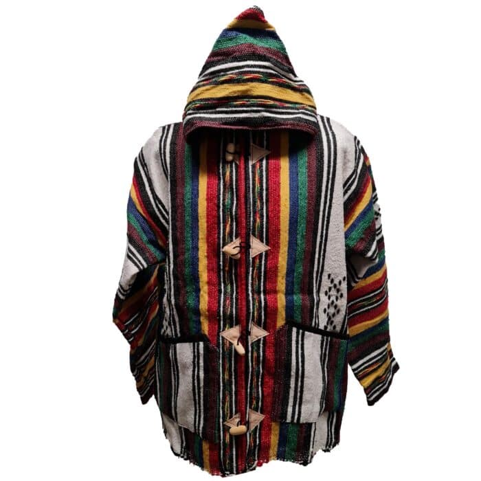 Baja 9 Luxury Multicoloured Striped Moroccan Cashmere Wool Blend Baja Jerga Jacket (3)