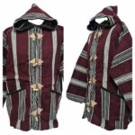 Bajamult 001 Moroccan Cashmere Wool Blend Burgundy Hooded Baja Jacket 1745150