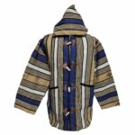 Bajamult 004 Moroccan Cashmere Wool Blend Beige Blue Hooded Baja Jacket 182951