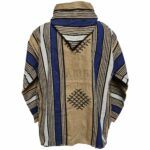 Bajamult 004 Moroccan Cashmere Wool Blend Beige Blue Hooded Baja Jacket 183108