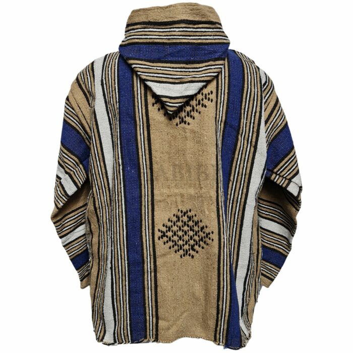 Bajamult 004 Moroccan Cashmere Wool Blend Beige Blue Hooded Baja Jacket 183108