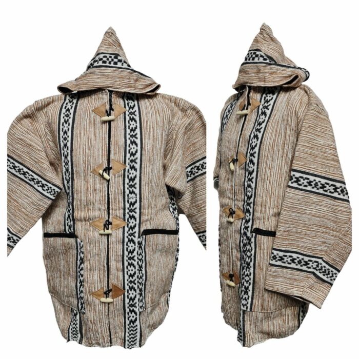 Bajamult 006 Moroccan Cashmere Wool Blend Beige Hooded Baja Jacket 183714