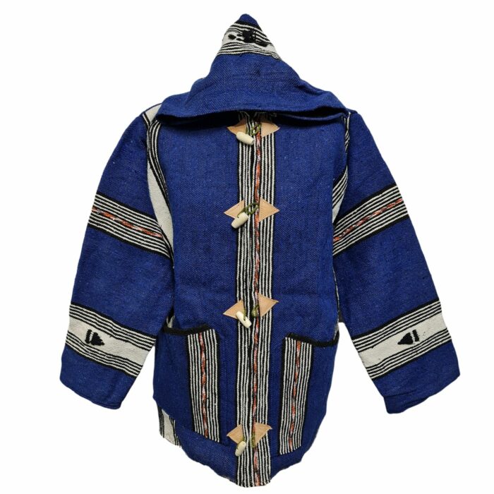 Bajamult 008 Moroccan Cashmere Wool Blend Blue Hooded Baja Jacket (54)