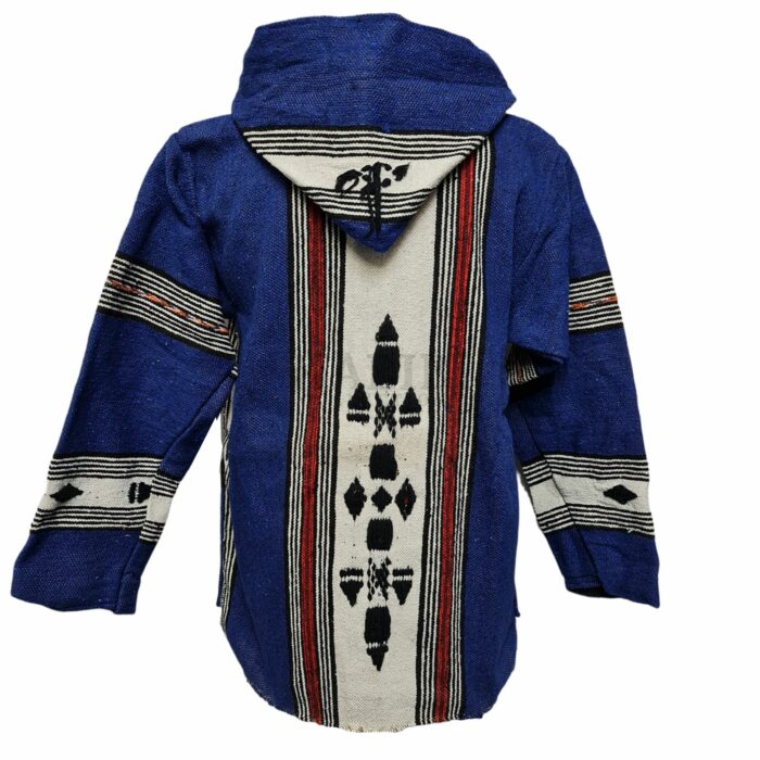 Bajamult 008 Moroccan Cashmere Wool Blend Blue Hooded Baja Jacket (55)