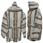 Bajamult 011 Moroccan Cashmere Wool Blend Beige Tassle Hooded Baja Jacket (69)