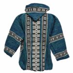 Bajamult 013 Moroccan Cashmere Wool Blend Green Blue Hooded Baja Jacket (76)