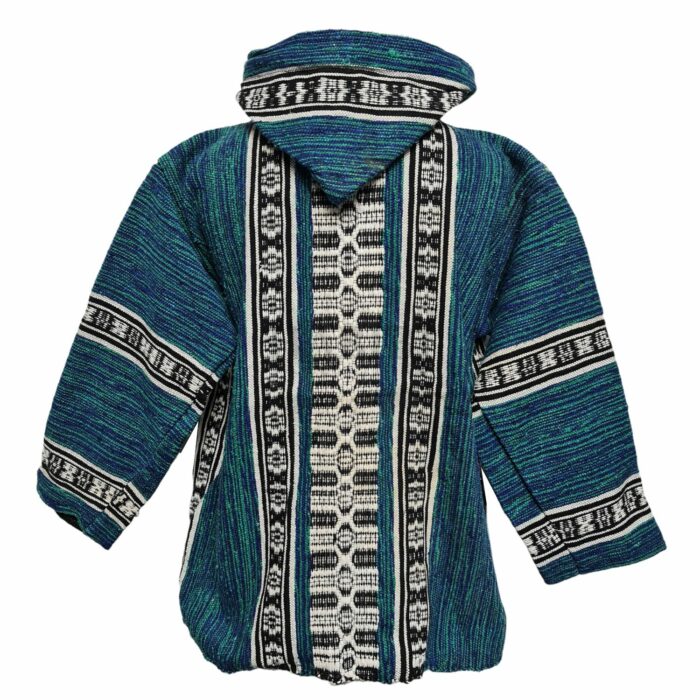 Bajamult 013 Moroccan Cashmere Wool Blend Green Blue Hooded Baja Jacket (76)