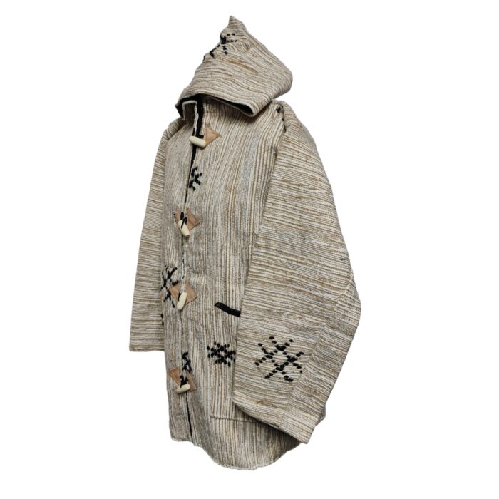 Bajamult 017 Moroccan Cashmere Wool Blend Beige Hashtag Hooded Baja Jacket 212538