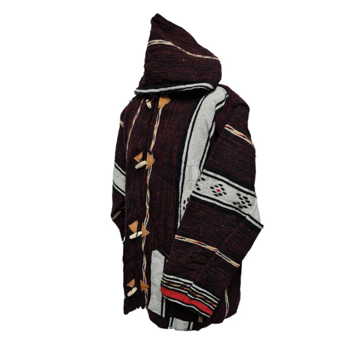 Bajamult 019 Moroccan Cashmere Wool Blend Dark Burgundy Hooded Baja Jacket 213121