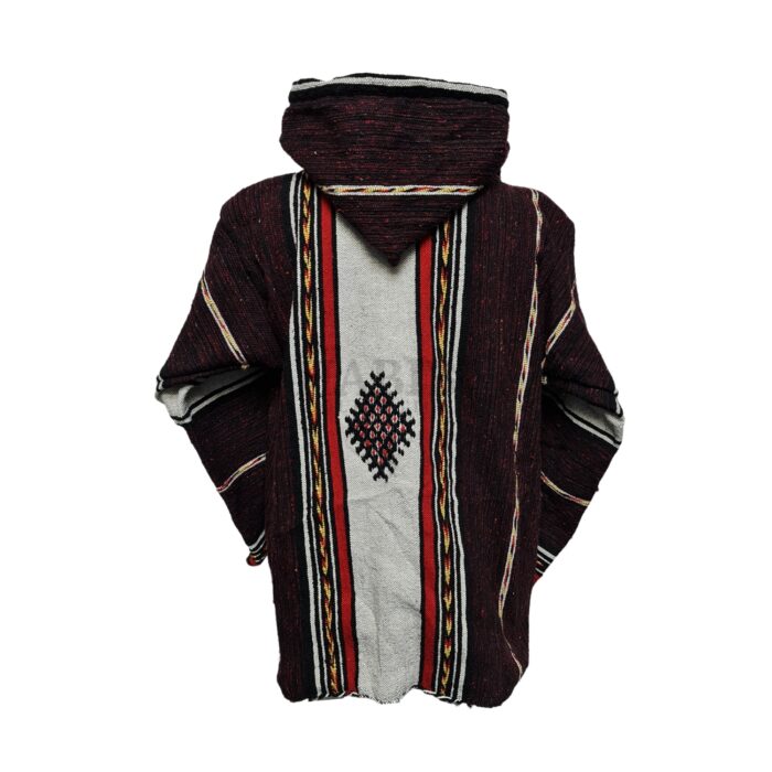 Bajamult 019 Moroccan Cashmere Wool Blend Dark Burgundy Hooded Baja Jacket 213207