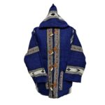 Bajamult 022 Moroccan Cashmere Wool Blend Royal Blue Orange Hooded Baja Jacket 210453