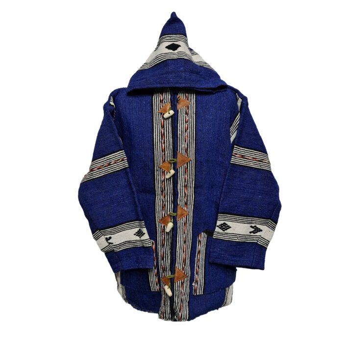 Bajamult 022 Moroccan Cashmere Wool Blend Royal Blue Orange Hooded Baja Jacket 210453