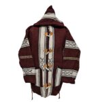 Bajamult 023 Moroccan Cashmere Wool Blend Maroon Tassle Hooded Baja Jacket 214419