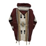 Bajamult 023 Moroccan Cashmere Wool Blend Maroon Tassle Hooded Baja Jacket 214701