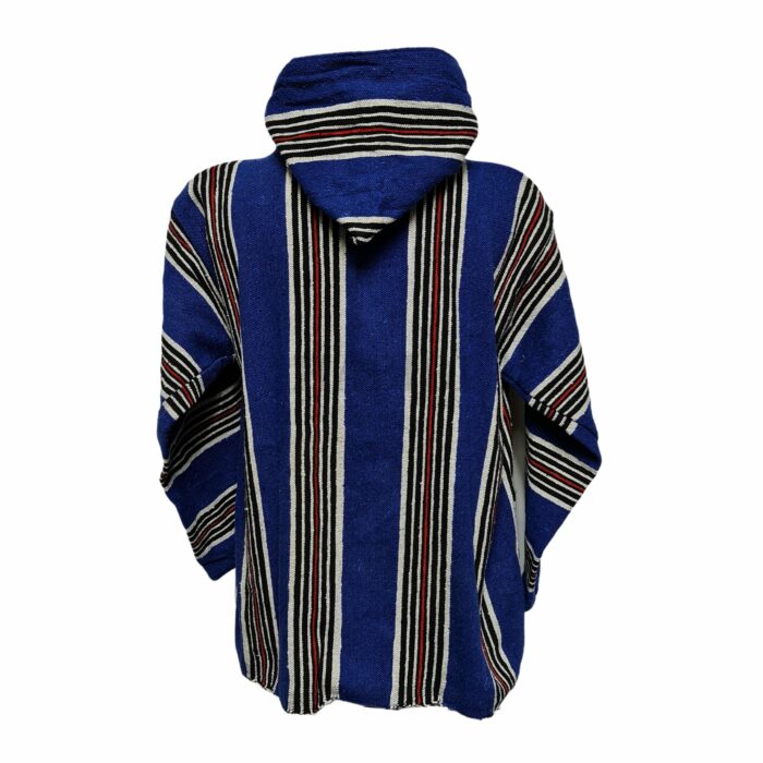 Bajamult 024 Moroccan Cashmere Wool Blend Royal Blue Striped Hooded Baja Jacket 213923