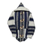 Bajamult 025 Moroccan Cashmere Wool Blend Blue Off White Hooded Baja Jacket 220356