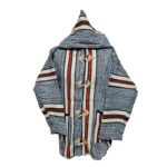 Bajamult 028 Moroccan Cashmere Wool Blend Blue Off White Hooded Baja Jacket 215115