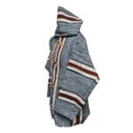 Bajamult 028 Moroccan Cashmere Wool Blend Blue Off White Hooded Baja Jacket 215136