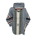 Bajamult 028 Moroccan Cashmere Wool Blend Blue Off White Hooded Baja Jacket 215222