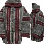 Bajamult 030 Moroccan Cashmere Wool Blend Dark Burgundy Hooded Baja Jacket 215611