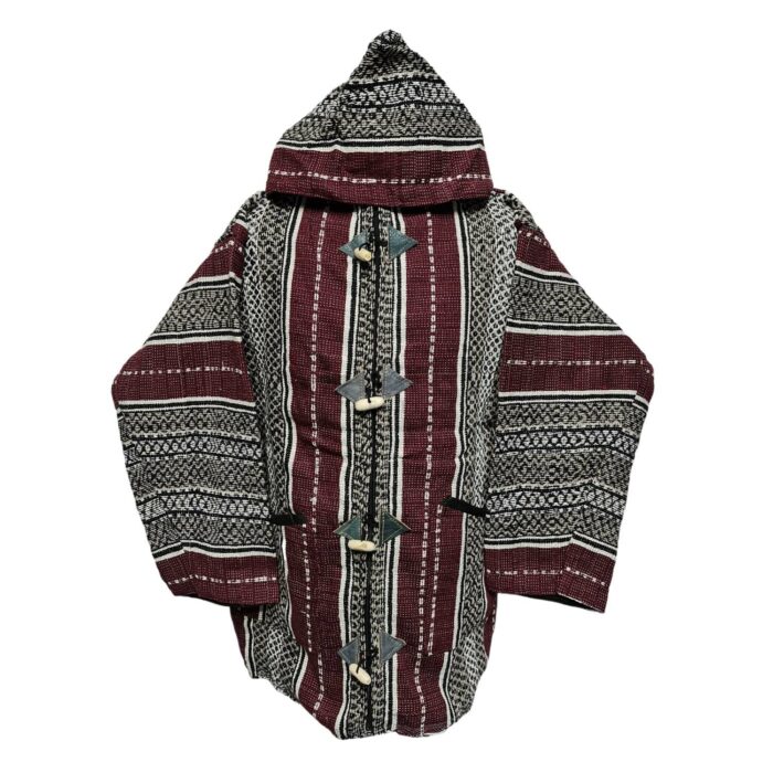 Bajamult 030 Moroccan Cashmere Wool Blend Dark Burgundy Hooded Baja Jacket 215612