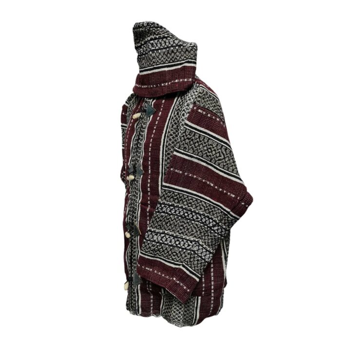 Bajamult 030 Moroccan Cashmere Wool Blend Dark Burgundy Hooded Baja Jacket 215631